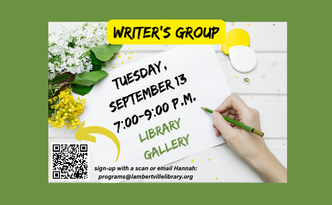 Writer's Group, Tuesday, September 13; 7:00-9:00 pm Library Round Table